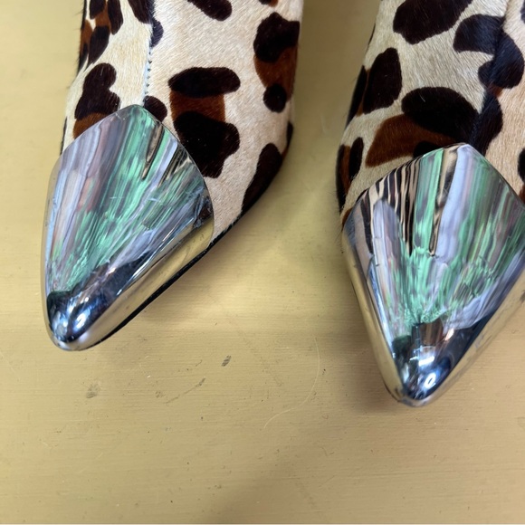 SCHUTZ Leopard Print Calf Hair Stiletto Cap Toe Boots, 7.5B - Picture 5 of 15
